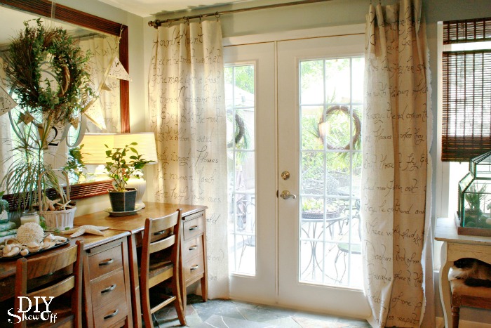 DIY script drop cloth drapes