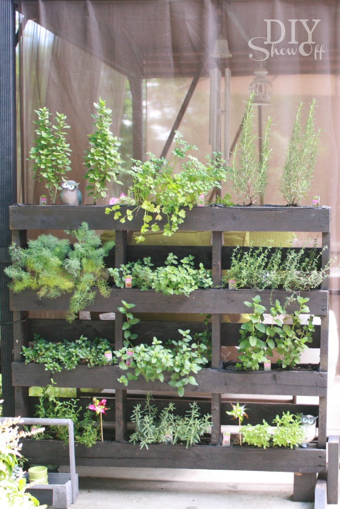 free standing pallet herb garden