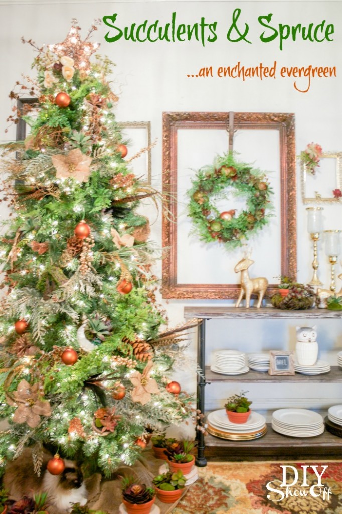 Succulents & Spruce Christmas Tree @diyshowoff - #michaelsmaker dream tree challenge